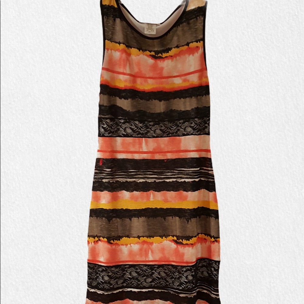 Women Sleeveless black orange Papillon Blanc Dress size small